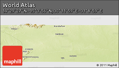 Physical Panoramic Map of the Area around 14° 46' 42" N, 30° 40' 29" E