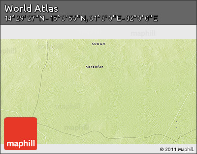 Physical 3D Map of the Area around 14° 46' 42" N, 31° 31' 29" E