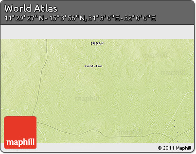 Physical 3D Map of the Area around 14° 46' 42" N, 31° 31' 29" E