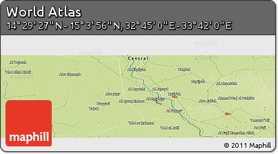 Physical Panoramic Map of the Area around 14° 46' 42" N, 33° 13' 30" E