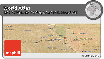 Satellite Panoramic Map of the Area around 14° 46' 42" N, 33° 13' 30" E