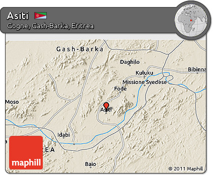 Shaded Relief 3D Map of Asiti