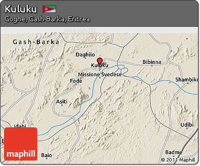 Shaded Relief 3D Map of Kuluku