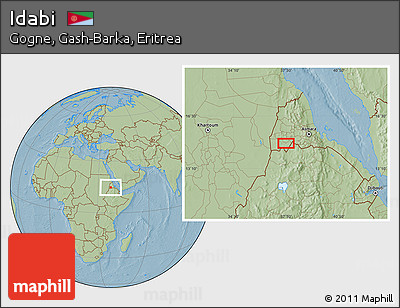 Savanna Style Location Map of Idabi, hill shading