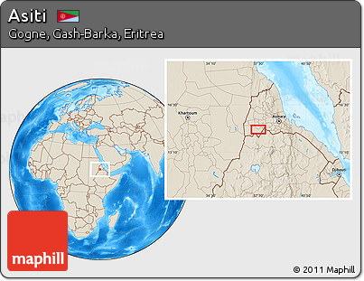 Shaded Relief Location Map of Asiti