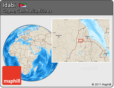 Shaded Relief Location Map of Idabi