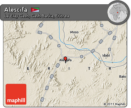 Shaded Relief Map of Alescifa