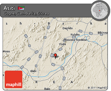 Shaded Relief Map of Asiti