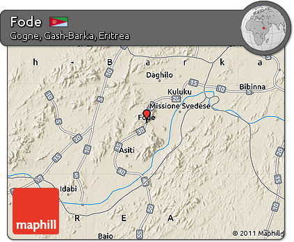 Shaded Relief Map of Fode