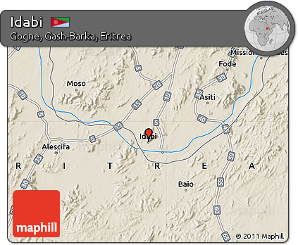 Shaded Relief Map of Idabi