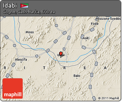 Shaded Relief Map of Idabi