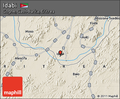 Shaded Relief Map of Idabi