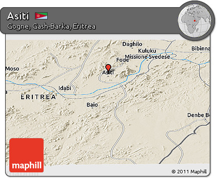 Shaded Relief Panoramic Map of Asiti