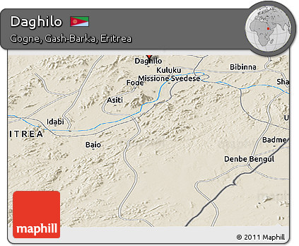 Shaded Relief Panoramic Map of Daghilo