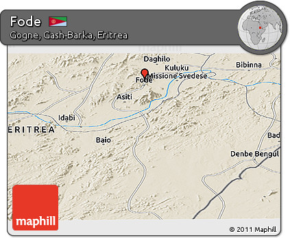 Shaded Relief Panoramic Map of Fode