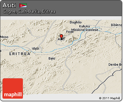Shaded Relief Panoramic Map of Asiti