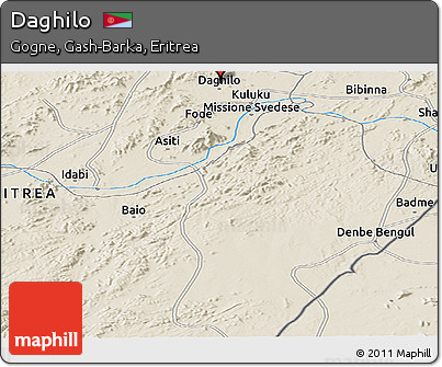 Shaded Relief Panoramic Map of Daghilo