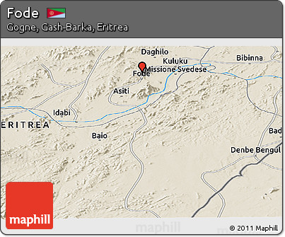 Shaded Relief Panoramic Map of Fode