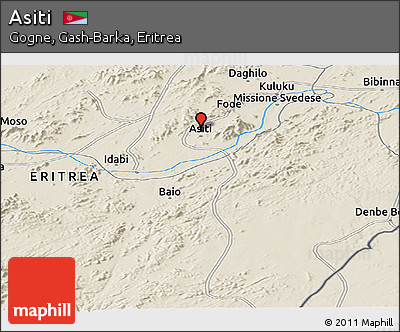 Shaded Relief Panoramic Map of Asiti