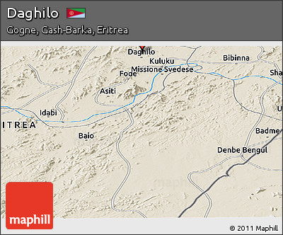 Shaded Relief Panoramic Map of Daghilo