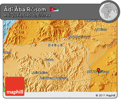 Political 3D Map of Ādī Āba Ri'isom