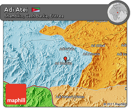 Political 3D Map of Adi Atei