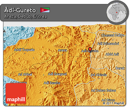 Political 3D Map of Ādī-Gureto