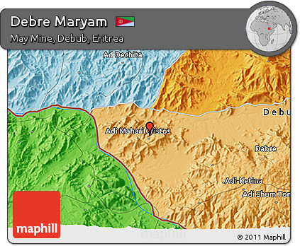 Political 3D Map of Debre Maryam