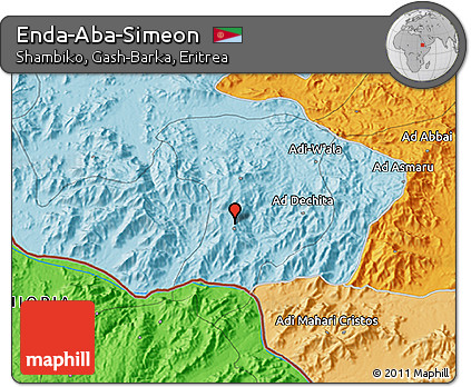 Political 3D Map of Enda-Aba-Simeon