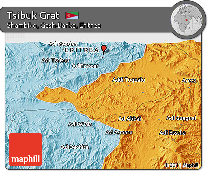 Political 3D Map of Tsibuk Grat