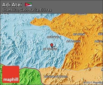 Political 3D Map of Adi Atei