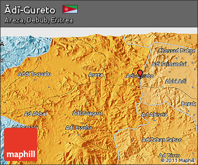 Political 3D Map of Ādī-Gureto