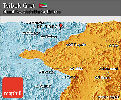 Political 3D Map of Tsibuk Grat