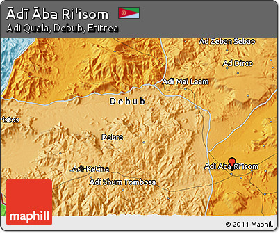 Political 3D Map of Ādī Āba Ri'isom