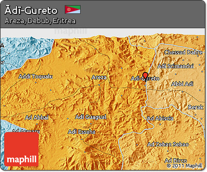 Political 3D Map of Ādī-Gureto