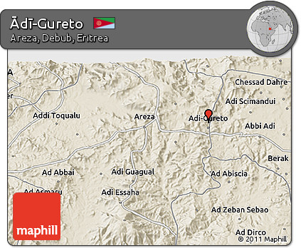 Shaded Relief 3D Map of Ādī-Gureto