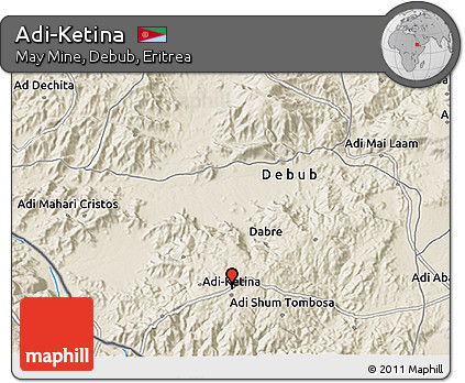 Shaded Relief 3D Map of Adi-Ketina