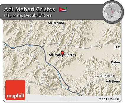 Shaded Relief 3D Map of Adi Mahari Cristos