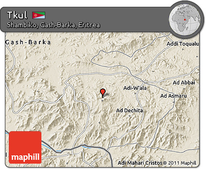 Shaded Relief 3D Map of Tkul