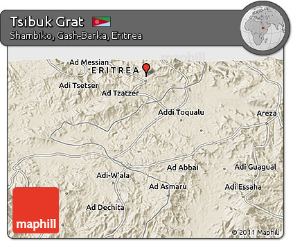 Shaded Relief 3D Map of Tsibuk Grat