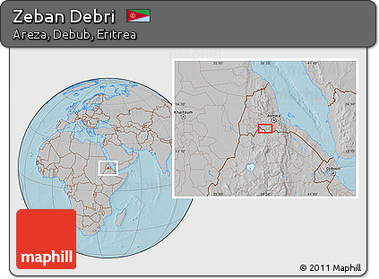 Gray Location Map of Zeban Debri, hill shading