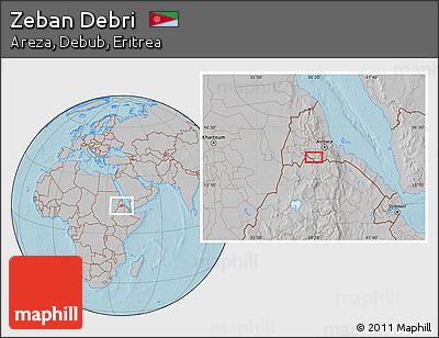 Gray Location Map of Zeban Debri, hill shading
