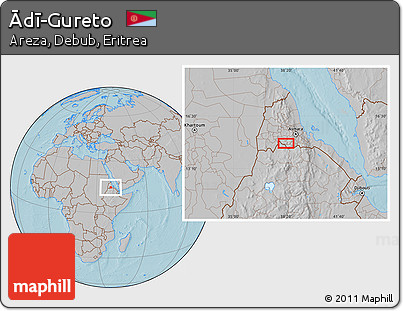 Gray Location Map of Ādī-Gureto, hill shading