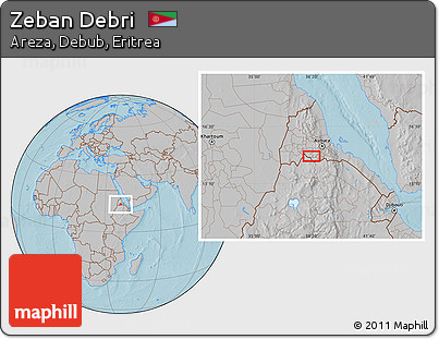 Gray Location Map of Zeban Debri, hill shading