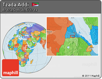 Political Location Map of Tzada Addi