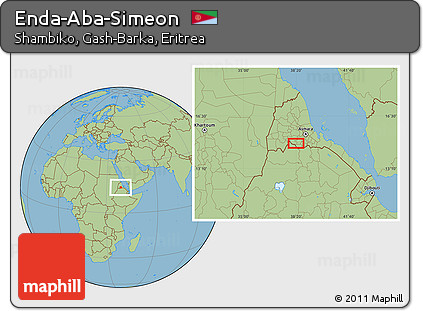 Savanna Style Location Map of Enda-Aba-Simeon
