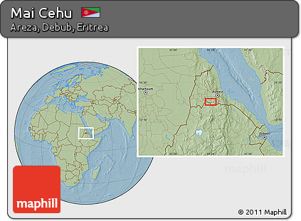 Savanna Style Location Map of Mai Cehu, hill shading