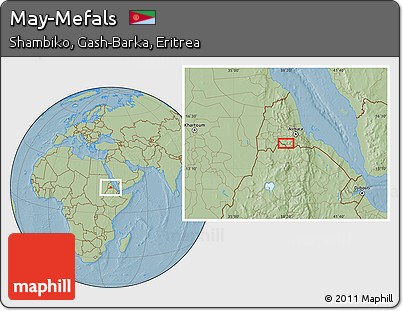 Savanna Style Location Map of May-Mefals, hill shading