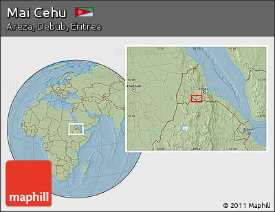 Savanna Style Location Map of Mai Cehu, hill shading