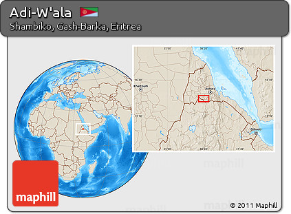 Shaded Relief Location Map of Adi-W'ala